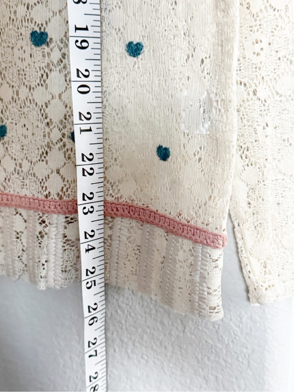 Anthropologie $98 Blue Tassel Tinetto Sweater in Ivory Pink and Blue Hearts NWOT - Picture 7 of 8